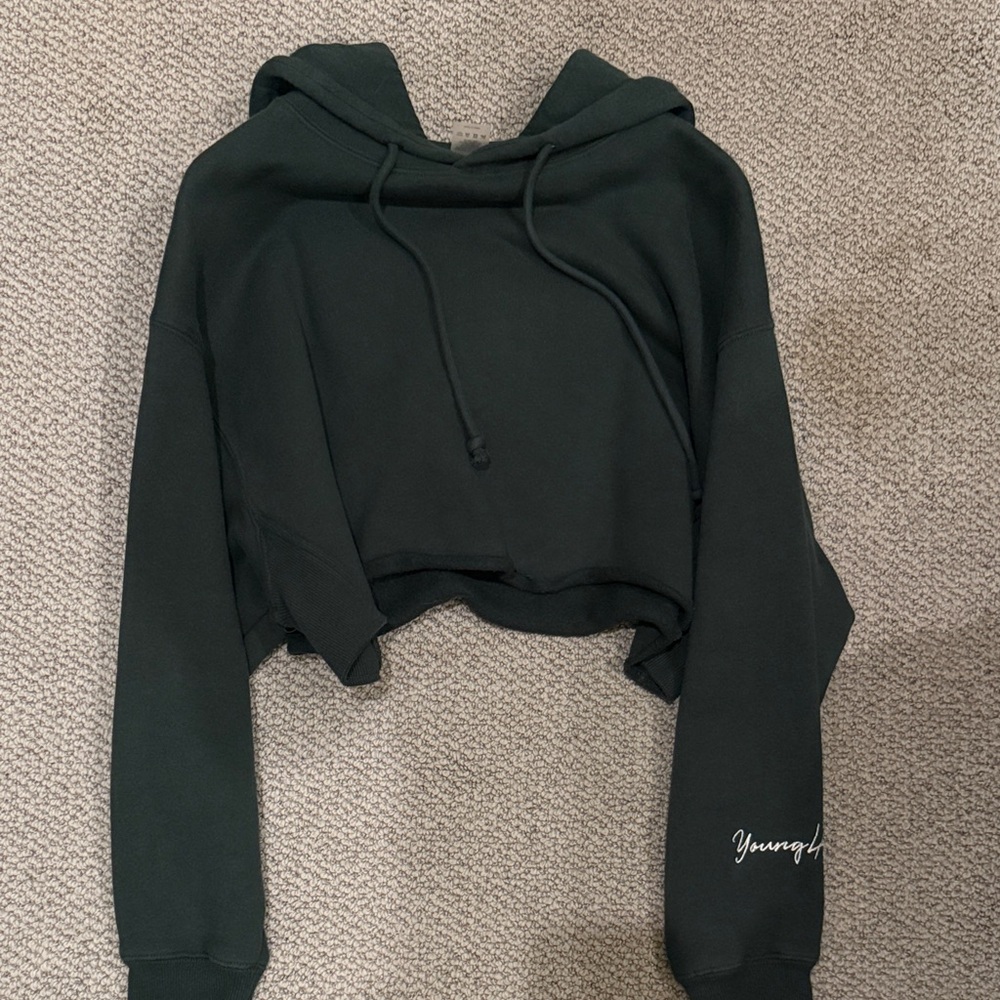YoungLA Women's Dark Green Cropped Hoodie